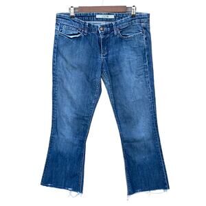 Joe's Jeans Women Medium Wash Cut Off Raw Hem Mid Rise Faded Bootcut  Size W 32